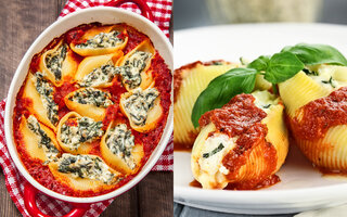 Conchiglione recheado com ricota e espinafre
